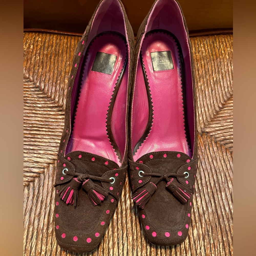 Vintage Coach brown suede heels